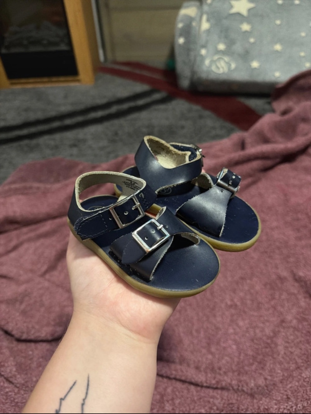 FootMates Navy Double-Buckle Toddler Sandals